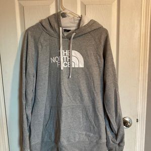 grey North Face hoodie